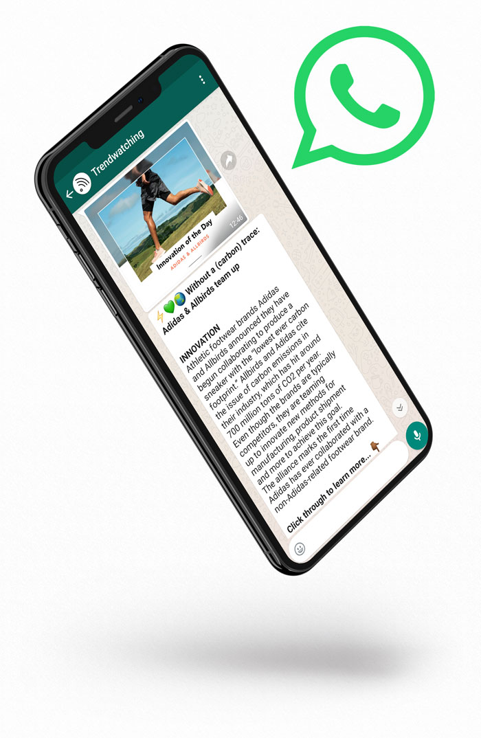 Receive trends and innovations via WhatsApp