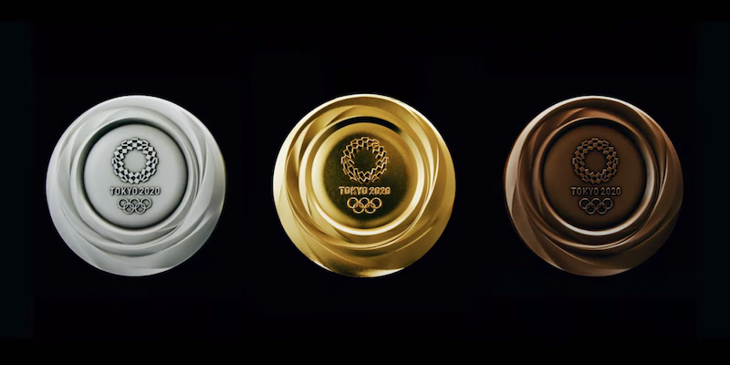 tokyo olympic medals against black background