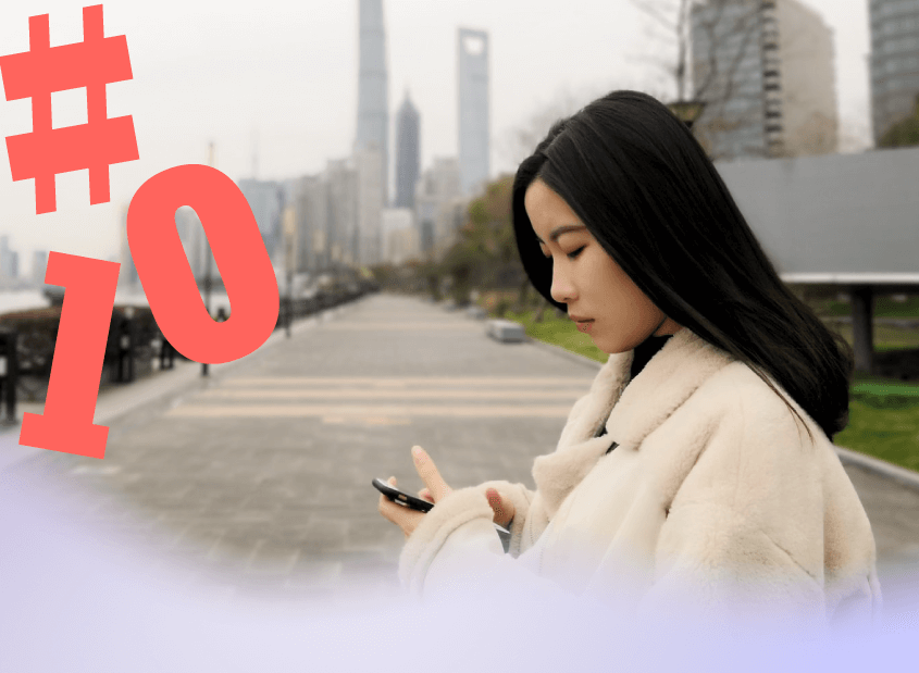 Woman in Shanghai looking at phone