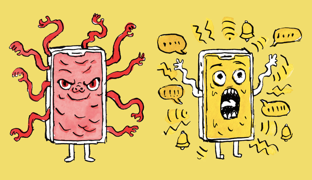 Illustration of phones as monsters 