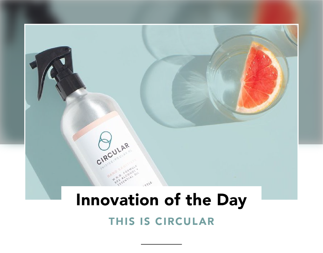 Cleaning product in a circular bottle (and a glass of water)