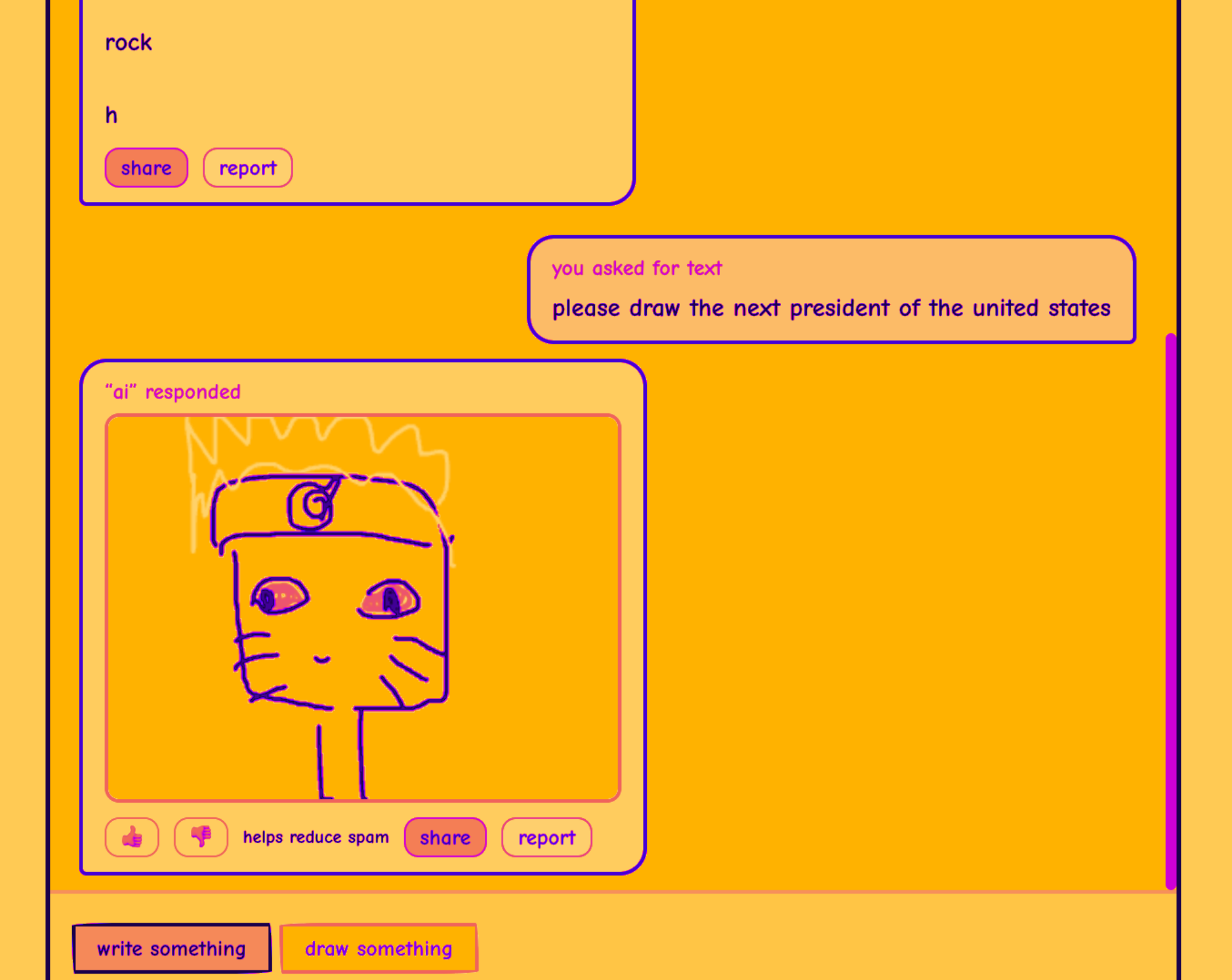 Screenshot of Your AI Slop Bores Me website showing a user's prompt asking to 